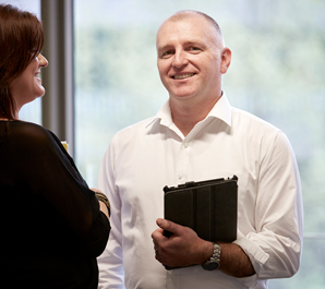 Man holding digital tablet