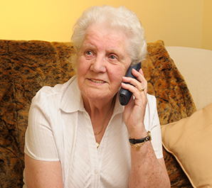 Elderly woman on mobile phone. 