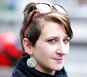 Woman with glasses on her head
