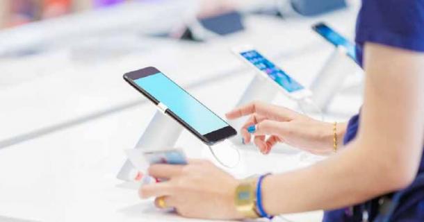 shopping in a phone store