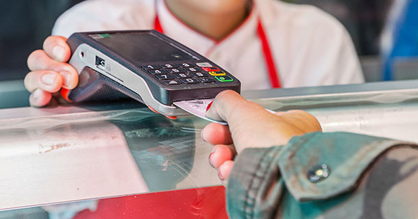 EFTPOS machine being used in a small business