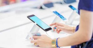 shopping in a phone store
