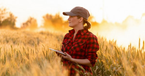 Female farmer with a digital tablet in a field